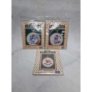 Traditions Mini Frame Cross Stitch Kits Lot of 3 Christmas Holiday Theme